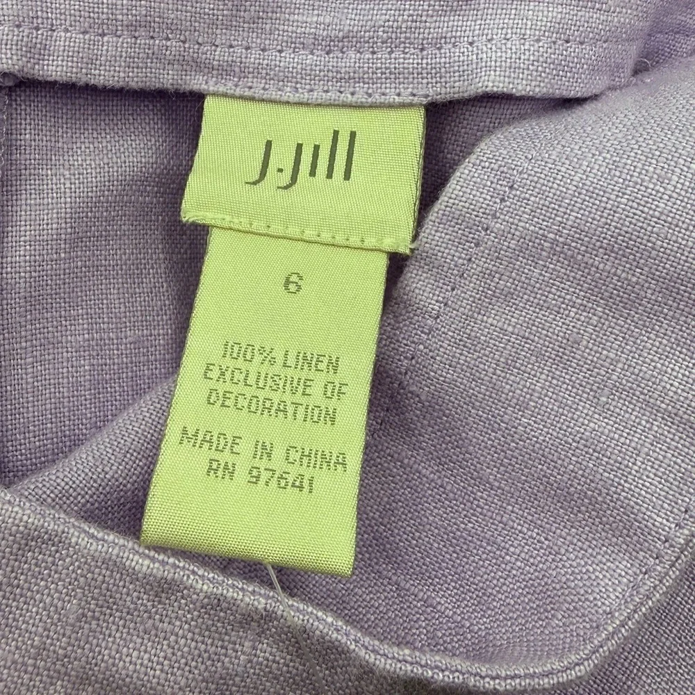 NWT J. Jill Linen Maxi Skirt Size 6 Lavender Purple Floral Embroidered Scallop